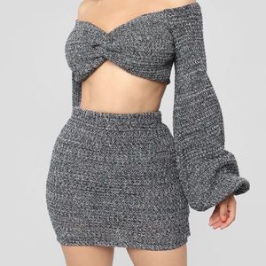 Women’s Grey Knitted Skirt Set